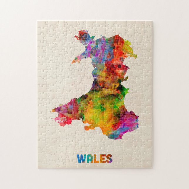 Wales Watercolor Map Jigsaw Puzzle (Vertical)