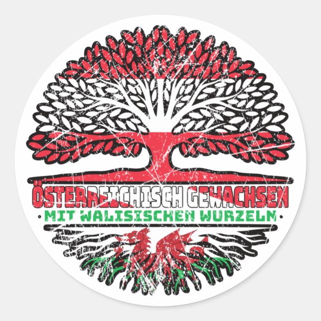 Wales Welisch Österreichische Baum Classic Round Sticker (Front)