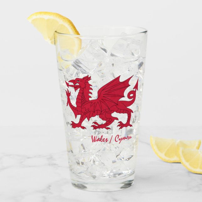 Wales & Welsh Dragon, Flag, Cymru patriot / sports Glass (Front Ice)