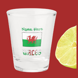 Wales Welsh Flag Green Personalisation Shot Glass