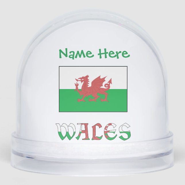 Wales Welsh Flag Green Personalisation  Snowglobe (Front)