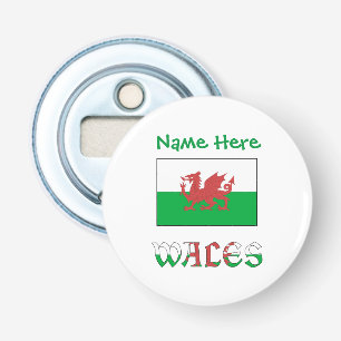 Wales Welsh Flag Green Personalised Name Bottle Opener