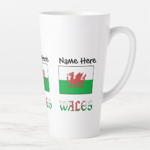 Wales Welsh Flag Personalised Latte Mug