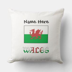 Wales Welsh Flag Personalised Name Cushion
