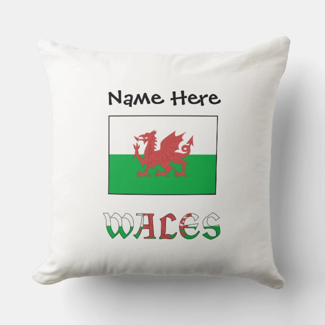Wales Welsh Flag Personalised Name  Cushion (Front)