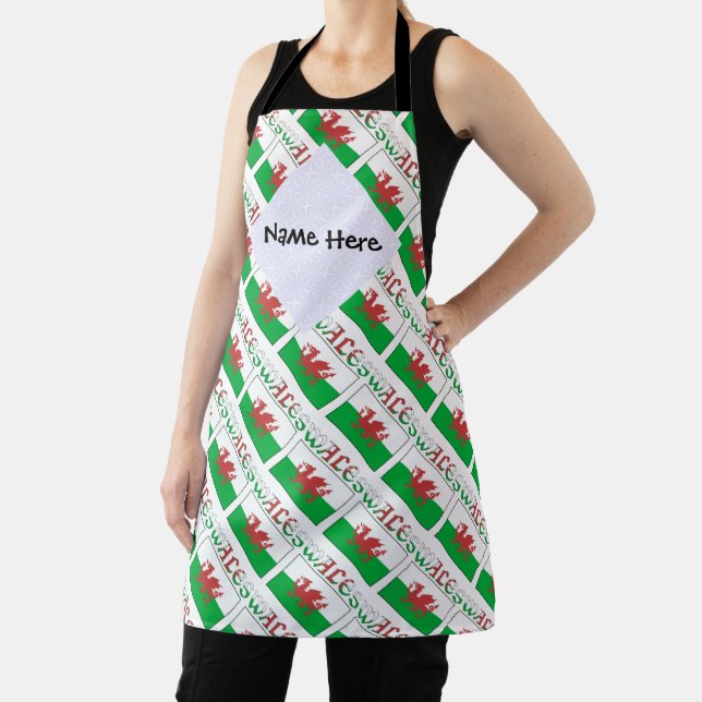 Wales Welsh Flag Tiled Personalised  Apron (Insitu)
