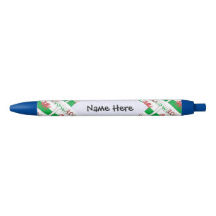 Wales Welsh Flag Tiled Personalised Name Black Ink Pen