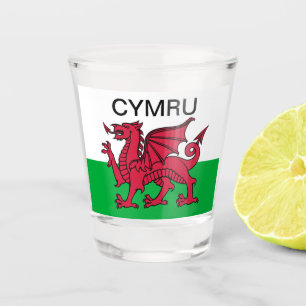 Wales Welsh Red dragon Cymru Flag Travel  Shot Glass