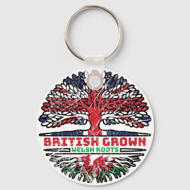 Wales Welsh Uk United Kingdom British Tree Roots Key Ring (Front)