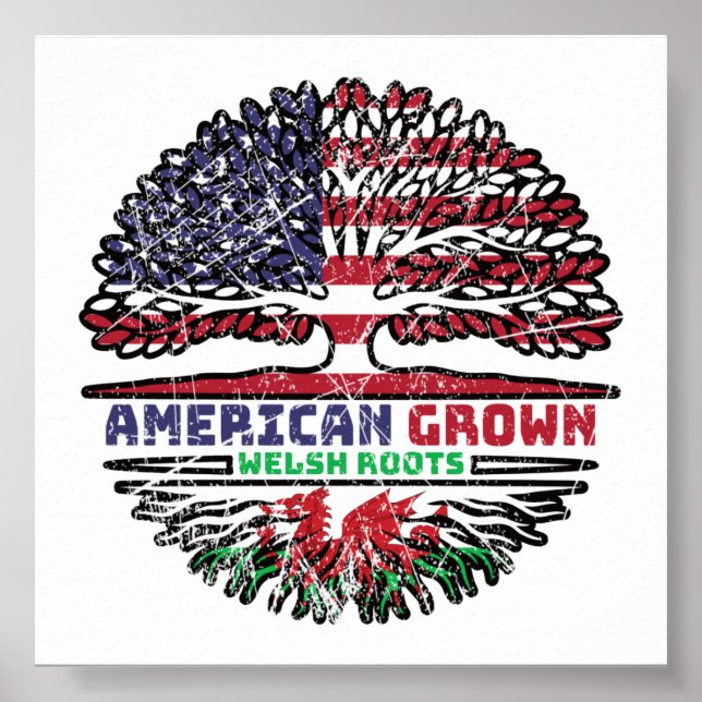Wales Welsh US American USA United States Tree Poster (Front)