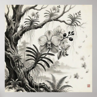 Waling-Waling — Philippine Queen Orchid Sumi-e Poster