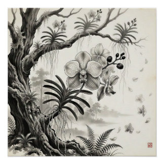 Waling-Waling — Philippine Queen Orchid Sumi-e Poster
