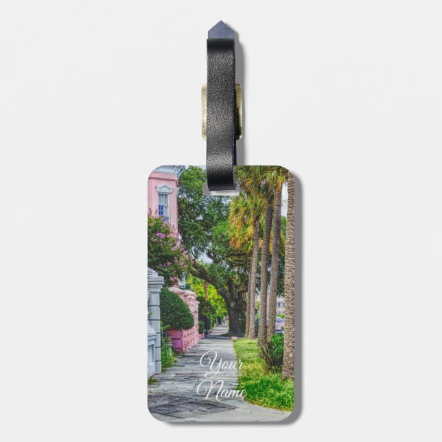 Walk Along Rainbow Row Luggage Tag (Back Vertical)