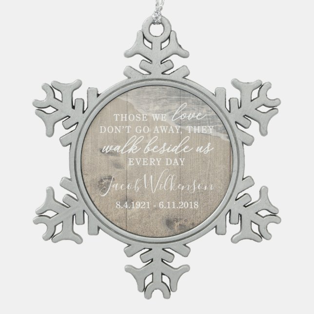 Walk Beside Us Memorial Snowflake Ornament (Front)