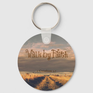 Walk by Faith Bible Verse Scripture Key Ring