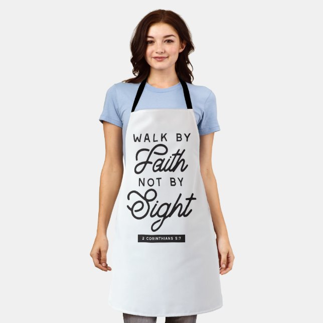 "Walk by Faith" Bible Verse Typography Design Apron (Worn)
