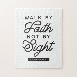 "Walk by Faith" Bible Verse Typography Design Jigsaw Puzzle