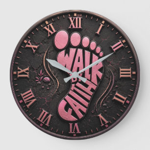 Walk By Faith Christian Bible Verse Gift Large Clock