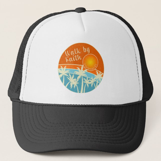 Walk by Faith Christian Design Trucker Hat (Front)