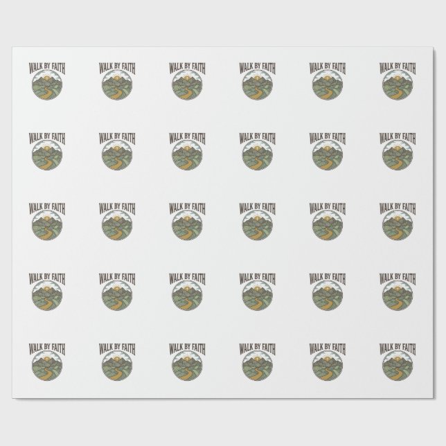 Walk By Faith Christian Mountain Path Vector Wrapping Paper (Flat)