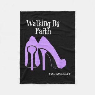 Walk By Faith Graphic Christian Design With Purple Fleece Blanket