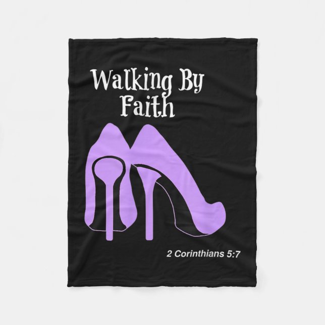 Walk By Faith Graphic Christian Design With Purple Fleece Blanket (Front)
