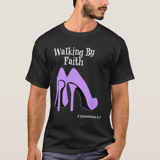 Walk By Faith Graphic Christian Design With Purple T-Shirt (Front)