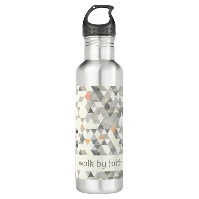 Walk by Faith Grey Triangle Pattern 710 Ml Water Bottle (Front)
