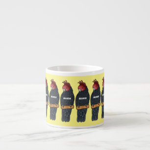 walk cockatoo bird cartoon illustration espresso cup