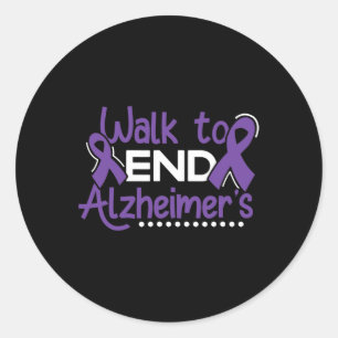 Walk Dementia Warrior Purple Ribbon Awareness  Classic Round Sticker