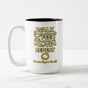 Walk Feed Love Repeat Dog Lover Minimalist Pet Fam Two-Tone Coffee Mug