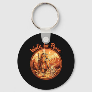 Walk for Peace Buddhist Monk and Labrador Key Ring