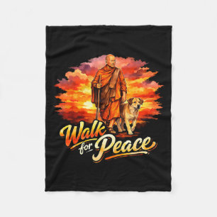 Walk for peace mindful monk spiritual art fleece blanket