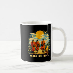Walk for peace monks dog sunset spiritual journey coffee mug