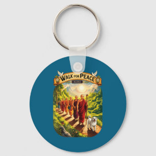 Walk for peace monks with aloka dog  key ring