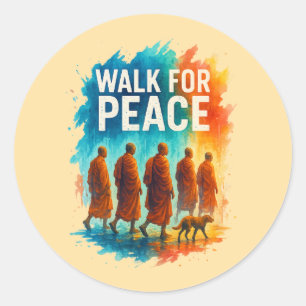 Walk For Peace – Rainy Monk March Splash Art Classic Round Sticker