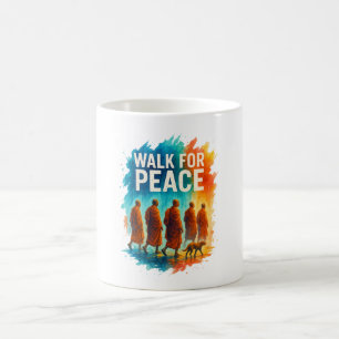 Walk For Peace – Rainy Monk March Splash Art Coffee Mug