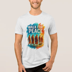 Walk For Peace – Rainy Monk March Splash Art Tri-Blend Shirt