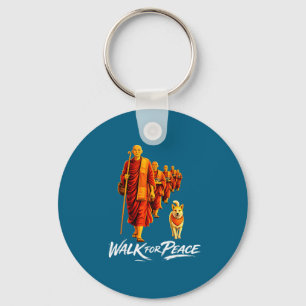Walk for peace zen buddhists monks aloka dog men key ring