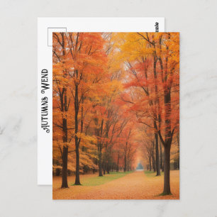 Walk In A Park Colourful Autumns Wend Timeless Art Postcard