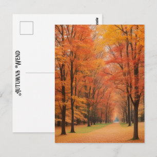 Walk In A Park Colourful Autumns Wend Timeless Art Postcard