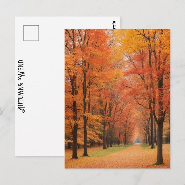 Walk In A Park Colourful Autumns Wend Timeless Art Postcard (Front/Back)