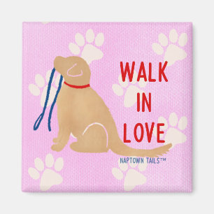 Walk in Love Golden Retriever Dog Pink Magnet