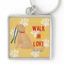 Walk in Love Golden Retriever Dog Yellow Keychain