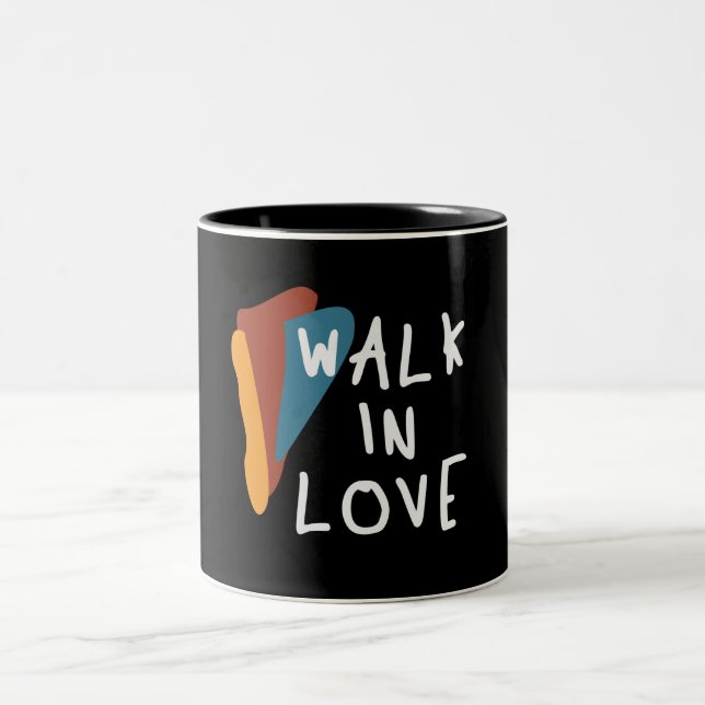 Walk In Love - Inspiring Christian Quote Two-Tone Coffee Mug (Center)