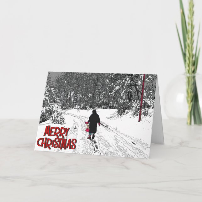 Walk In Snow Christmas Card (Front)
