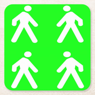 Walk in the green square paper coaster