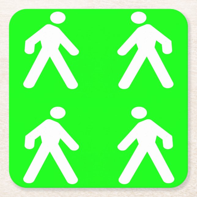 Walk in the green square paper coaster (Front)