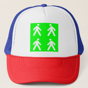 Walk in the green trucker hat