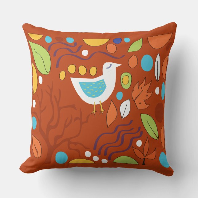 WALK IN THE WOODS Brown Tan Throw Pillow (Front)